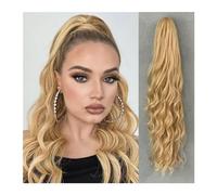 Women Extensions Soft Natural Multi-Color 32” Claw Ponytail Extension Curly Hair Water Wave Clip in Hair Daily use(Gold)