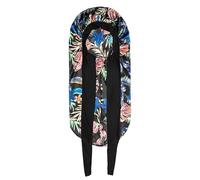 Women Extra Large Silk Satin Bonnet & Elastic Hair Band - Comfortable Sleep Shower Head Cover Night Hat(Black-flower pattern)