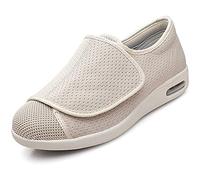 Women Extra Wide Width Shoes Lightweight Breathable Adjustable Swollen Ankles Edema Feet for Elderly Diabetic Bunion Arthritis Plantar Fasciitis (Beige 42 EU)