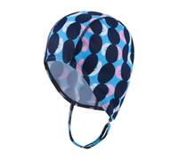 Women Fabric Swimming Cap with Anti-Slip Chin Strap Ladies Nylon Elastic Swim Hat Printed Swim Turban Bathing Shower Cap for Long Short Thick Curly Hair (Blue)