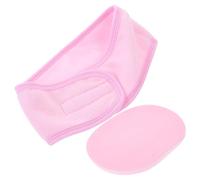 Women Face Washing Headband Set with Sponge, Pink Cloth Spa Accessory