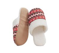 Women Fair Isle Slippers Blue White Fleece Lined Slip On House Shoes | Comfy Soft Snowflake Motif, Plush Lining, Closed Toe, Flat Sole, Indoor Wear, Warm Style, Cute Outfit