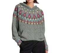 Women Fair Isle Soft Warm Comfortable Sweater Cozy Knitted Fit Pullover Flowy Crochet Jumper Tops Sweatshirt （L，Green）