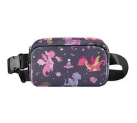 Women Fanny Packs Floral Dragon Purple Hip Pack Belt Pouch Cute Waterproof Crossbody Waist Purse, Floral Dragon Purple, 8 x 5.3 x 2.3 inch, Funny Cute, Floral Dragon Purple, 8 x 5.3 x 2.3 inch, Funny