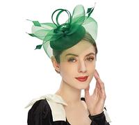 Women Fascinator Hat Flower Feather Mesh Veil Pillbox Hat Wedding Bridal Headdress Retro Hats Cocktail Tea Hair Accessories with Clip for Church Banquet Dance Hen Party