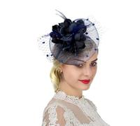 Women Fascinator Veil Hat Flower Feather Mesh Net Bridal Dot Veil Headpiece with Hair Clip and Headband Ladies Wedding Party Costume Headwear Fancy Dress Hair Accessories for Cocktail Party Ascot Race