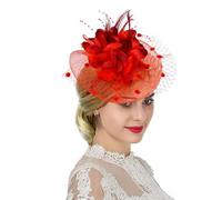 Women Fascinator Veil Hat Flower Feather Mesh Net Bridal Dot Veil Headpiece with Hair Clip and Headband Ladies Wedding Party Costume Headwear Fancy Dress Hair Accessories for Cocktail Party Ascot Race
