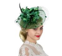 Women Fascinator Veil Hat Flower Feather Mesh Net Bridal Dot Veil Headpiece with Hair Clip and Headband Ladies Wedding Party Costume Headwear Fancy Dress Hair Accessories for Cocktail Party Ascot Race