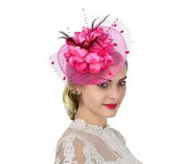 Women Fascinator Veil Hat Flower Feather Mesh Net Bridal Dot Veil Headpiece with Hair Clip and Headband Ladies Wedding Party Costume Headwear Fancy Dress Hair Accessories for Cocktail Party Ascot Race