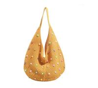 Women Fashion Armpit Bag Handbag All-matching Beach Bag Knitting Shoulder Seaside Trendy Underarm Women Handbag Knitting Shoulder Colorful Beads Armpit Fashion Beach