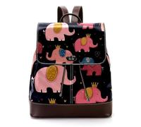 Women Fashion Backpack Cute Princess Elephant Pattern Soft Faux Leather Flap Shoulder Bag College School Travel Bag