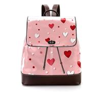 Women Fashion Backpack Little Hearts Seamless Pattern on Pink Background Soft Faux Leather Flap Shoulder Bag College School Travel Bag
