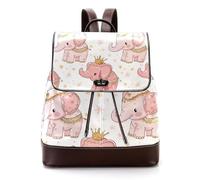Women Fashion Backpack Seamless Cute Princess Elephant Soft Faux Leather Flap Shoulder Bag College School Travel Bag