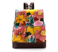 Women Fashion Backpack Tropical exotic flowers seamless pattern Soft Faux Leather Flap Shoulder Bag College School Travel Bag