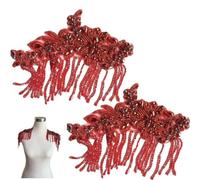 Women Fashion Beaded Shoulder Patches 2pcs/set Tassel Epaulette with Tassel for Clothes Punk Coat Suit Uniform Accessories