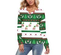 Women Fashion DIY Cute Casual V Neck Hoodless Long Sleeve Hoodie for Everyday Wear Suitable for Autumn and Winter Contemporary Lightweight Sweatshirt for Women (Green, L)