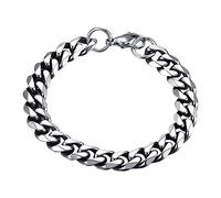 Women Fashion Jewelry 9mm Stainless Steel Cuban Bracelet Men's Fashion Trend Student Hip Hop Jewelry Accessories Bangle Watch (L, One Size)