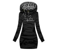Women Fashion Long Sleeve Hoodie Dresses Autumn Winter Hooded Sweater dress Slim Fit Pullovers Long Sweatshirt