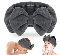 Women Fashion Lovely Soft Fleece Bowknot Bow Makeup Cosmetic Shower Elastic Hair Band Hairlace Headband(Pink Polka dots)