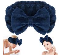 Women Fashion Lovely Soft Fleece Bowknot Bow Makeup Cosmetic Shower Elastic Hair Band Hairlace Headband(Pink Polka dots)
