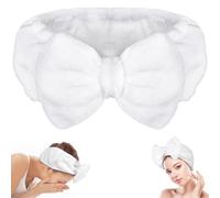 Women Fashion Lovely Soft Fleece Bowknot Bow Makeup Cosmetic Shower Elastic Hair Band Hairlace Headband(Pink Polka dots)