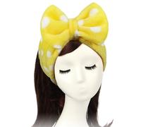 Women Fashion Lovely Soft Fleece Bowknot Bow Makeup Cosmetic Shower Elastic Hair Band Hairlace Headband(Pink Polka dots)