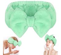 Women Fashion Lovely Soft Fleece Bowknot Bow Makeup Cosmetic Shower Elastic Hair Band Hairlace Headband(Pink Polka dots)