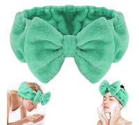 Women Fashion Lovely Soft Fleece Bowknot Bow Makeup Cosmetic Shower Elastic Hair Band Hairlace Headband(Pink Polka dots)