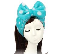 Women Fashion Lovely Soft Fleece Bowknot Bow Makeup Cosmetic Shower Elastic Hair Band Hairlace Headband(Pink Polka dots)