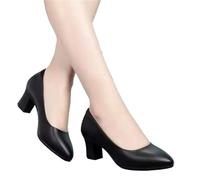 Women Fashion Plus Size Black Leather Spring Office Career High Heel Shoes Lady Casual Comfort Work Pumps(Style3,36)