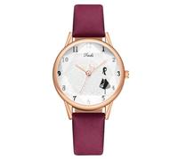 Women Fashion Print Digital Printing Analog Quartz Watch with Comfortable Leather Strap, Rush