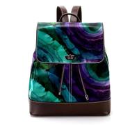 Women Fashion Purse Backpack, Colorful Geode Agate Stone Abstract Background Faux Leather Rucksack Shoulder Bag for Teen Girls