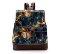 Women Fashion Purse Backpack, Cool Space Galaxy Glitter Nebula Faux Leather Rucksack Shoulder Bag for Teen Girls