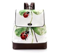 Women Fashion Purse Backpack, St Patrick Day Shamrock with Ladybug Faux Leather Rucksack Shoulder Bag for Teen Girls
