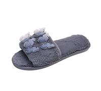 Women Fashion Solid Leather Surface Breathable Flat Casual Shoes Slippers Ladies Summer, A-Grey, 23.0 cm