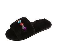 Women Fashion Solid Leather Surface Breathable Flat Casual Shoes Slippers Women Summer, b-black, 5.5 US