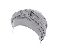 Women Fashion Turban Beanie Hat Solid Color Pre Tied Stretchy Soft Cotton Chemo Hats Sleep Head Scarf for Cancer Patient Grey