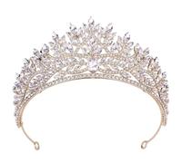 Women Fashion Wedding Party Crown Accessories Bridal Rhinestoness Big Tiaras Crowns Gold White
