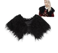 Women Faux Fur Shawl Wrap Medieval Viking Queen Furry Shawl Shrug Collar Warrior Fancy Dress Shawl Stole Scarf Cloak Cape for Halloween Carnival Cosplay Christmas Party Dress Up Costume Accessories