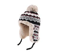 Women Faux Fur Trapper Hat Winter Windproof Thermal Ushanka Russian Cap Elegant Knitted Beanie Skull Cap with Ear Flap Warm Coldproof Cycling Ski Camping Hunting Trooper Bomber Hat Balaclavas Black