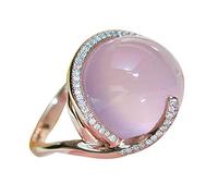 Women Faux Moonstone Rhinestone Inlaid Finger Ring Wedding Party Jewelry Gift Pink Crystal Moonstone Diamond Ring Europe And America 14K Rose Gold Ring Pink Us 10Durability