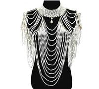 Women Faux Pearl Body Statement Necklace Beaded Jewelry Shoulder