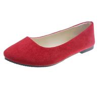 Women Faux Suede Pointed-Toe Low Heels Ballet Flats Candy Colors Comfortable Daily Slip On Walking Simple Ballerina Work Smart Office Formal Dressy Loafers Shoes Dared 7 UK