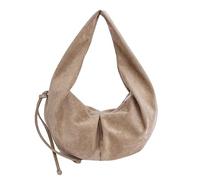 Women Faux Suede Retro Hobos Bags with Zipper for Work & Outings (Khaki)