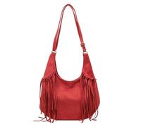 Women Faux Suede Tassel Tote Shoulder Bag Organizer Tote Purse | Roomy Main Compartment Keeps Sunglasses Cosmetics Wallet And Keys Within Easy Reach