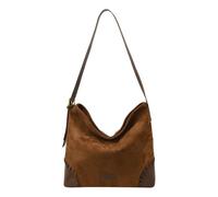 Women Faux Suede Woven Shoulder Bag Large Capacity Casual Tote Crossbody Handbag Stylish Travel and Date Bag