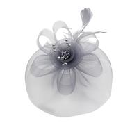Women Feather Fascinators Hat for Wedding Tea Party Fascinator Pillbox Hat Fascinator Church Wedding Cocktail Hat Flower Retro Cocktail Tea Bridal Church Fascinator for Weddings Tea (Grey, One Size)