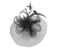 Women Feather Fascinators Hat for Wedding Tea Party Fascinator Pillbox Hat Fascinator Church Wedding Cocktail Hat Flower Retro Cocktail Tea Bridal Church Fascinator for Weddings Tea (Black, One Size)