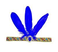 Women Feather Headpiece Flapper Vintage Headband Headdress Crystal Tassel Headpiece Carnival Costume 1920’s Cocktail Party Head Accessories Fancy Dress Headwear Headress Flowers (Dark Blue, One Size)