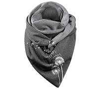 Women Feather Vintage Print Boho Scarf Shawls Wraps Winter Warm Short Scarves Head Scarf Clips